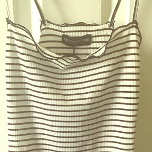 White and black stripped ribbed body suit